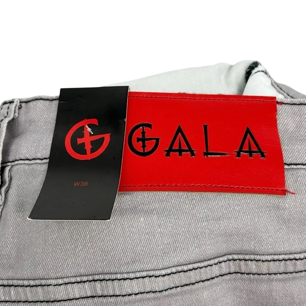 Gala Jeans NWT $180 Doberman Dog Graphic Gothic Blue Script Streetwear Sz W36 - Picture 9 of 16